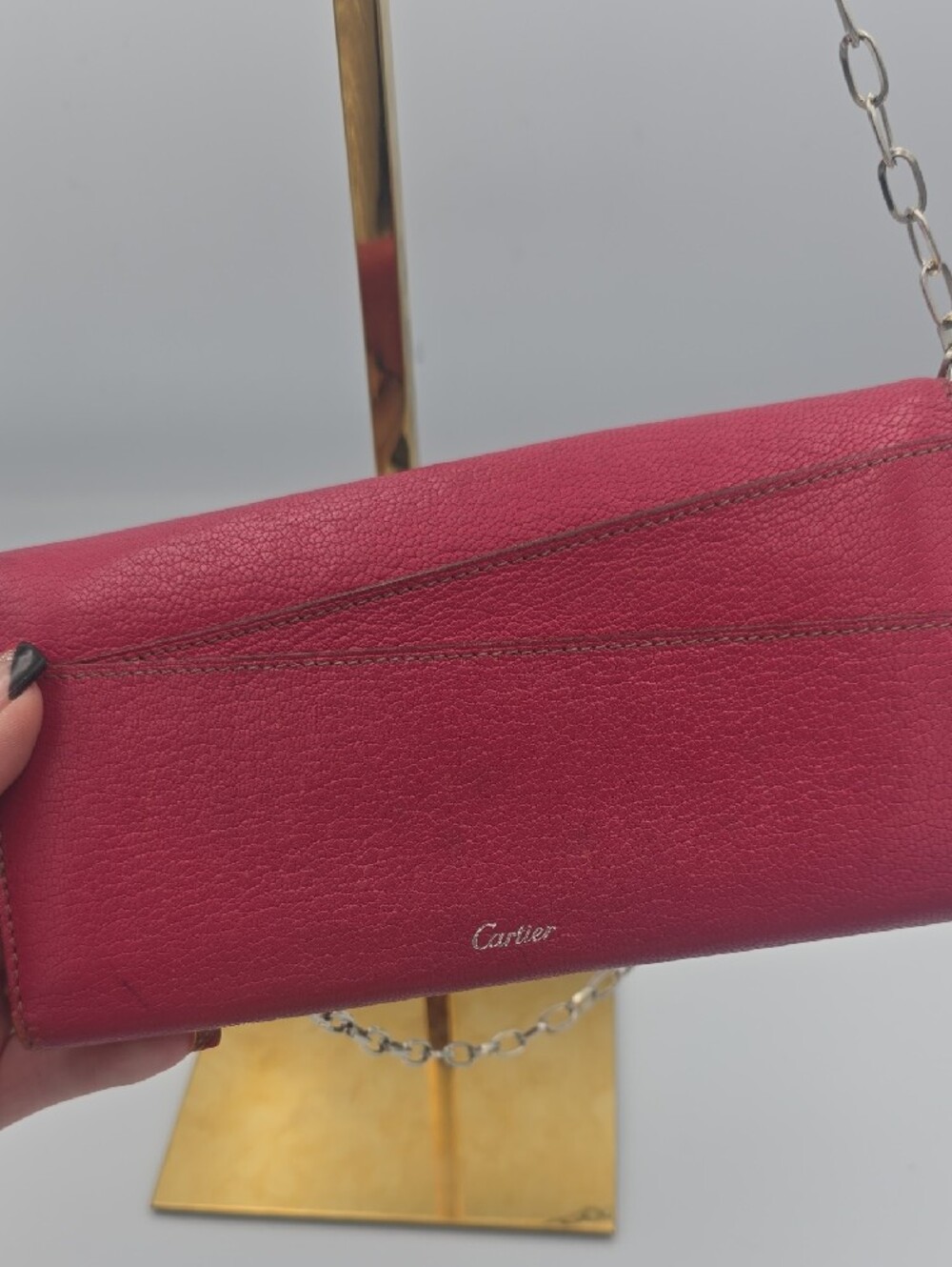 Cartier Pink Envelope Long Snap Wallet Silver Hardware Chain/Divider (GOOD) ๐ - Picture 11 of 15
